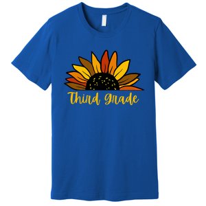 Cute Fall Sunflower Back To School Third Grade 3Rd Grade Cute Gift Premium T-Shirt