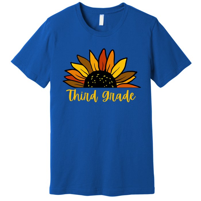 Cute Fall Sunflower Back To School Third Grade 3Rd Grade Cute Gift Premium T-Shirt