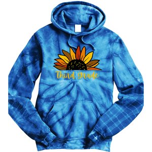 Cute Fall Sunflower Back To School Third Grade 3Rd Grade Cute Gift Tie Dye Hoodie