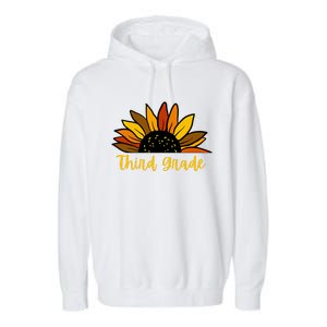 Cute Fall Sunflower Back To School Third Grade 3Rd Grade Cute Gift Garment-Dyed Fleece Hoodie