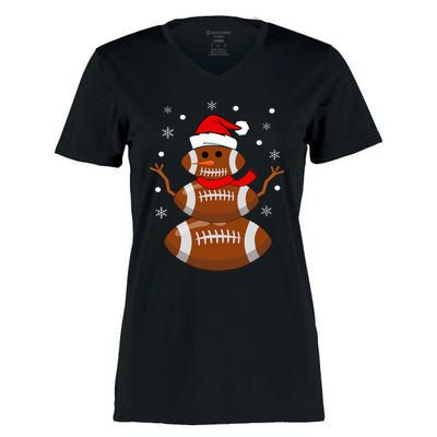 Christmas Football Snowman  Football Christmas Women's Momentum V-Neck T-Shirt