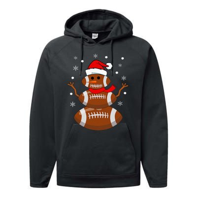 Christmas Football Snowman  Football Christmas Performance Fleece Hoodie