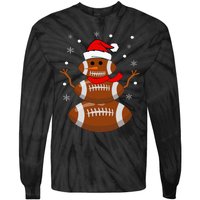 Christmas Football Snowman  Football Christmas Tie-Dye Long Sleeve Shirt