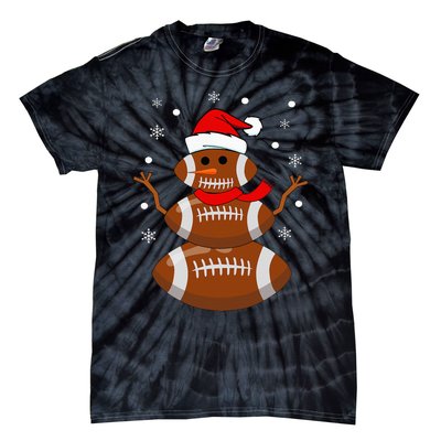 Christmas Football Snowman  Football Christmas Tie-Dye T-Shirt