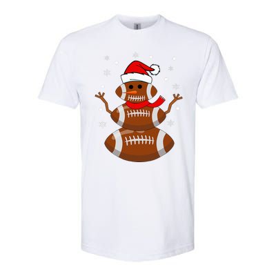 Christmas Football Snowman  Football Christmas Softstyle® CVC T-Shirt