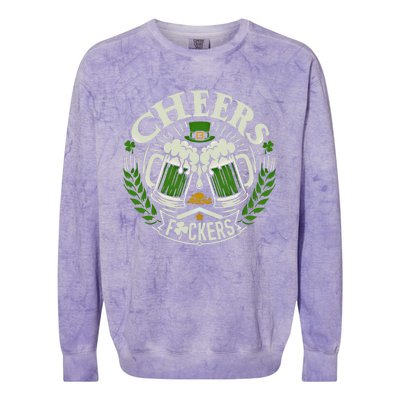 Cheers Fckers St Patricks Day Funny Beer Ing Meaningful Gift Colorblast Crewneck Sweatshirt