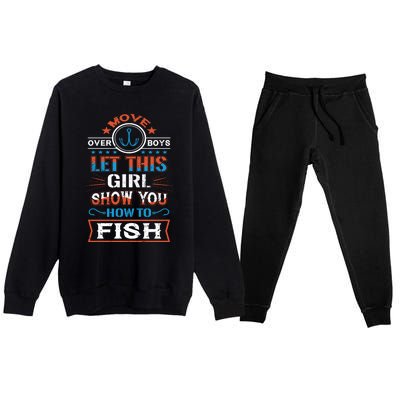 Cute Fisher Summer Family Vacation Camping Fishing Gift Premium Crewneck Sweatsuit Set