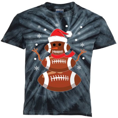 Christmas Football Snowman Kids Football Christmas Women Kids Tie-Dye T-Shirt