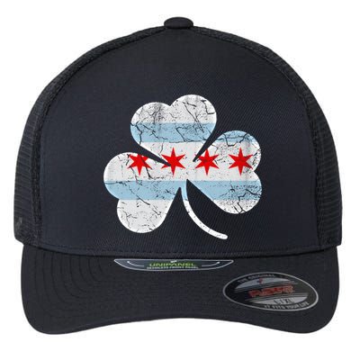 Chicago Flag Shamrock Irish St Patricks Day Family Funny Gift Flexfit Unipanel Trucker Cap