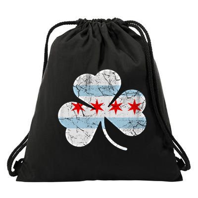 Chicago Flag Shamrock Irish St Patricks Day Family Funny Gift Drawstring Bag