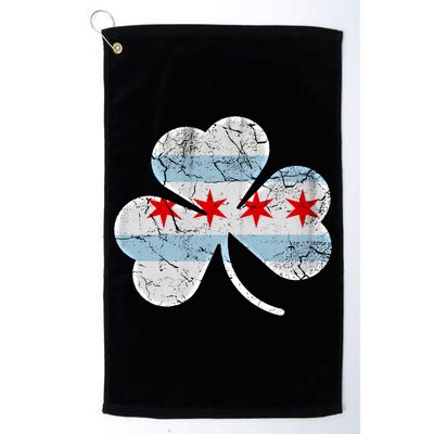 Chicago Flag Shamrock Irish St Patricks Day Family Funny Gift Golf Towel