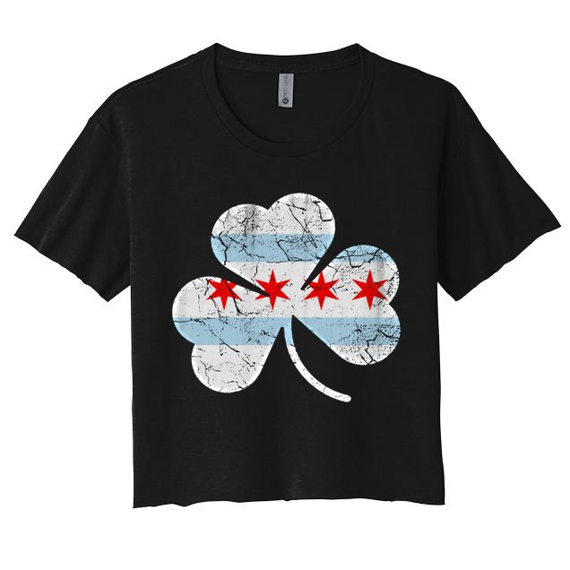 Chicago Flag Shamrock Irish St Patricks Day Family Funny Gift Crop Top