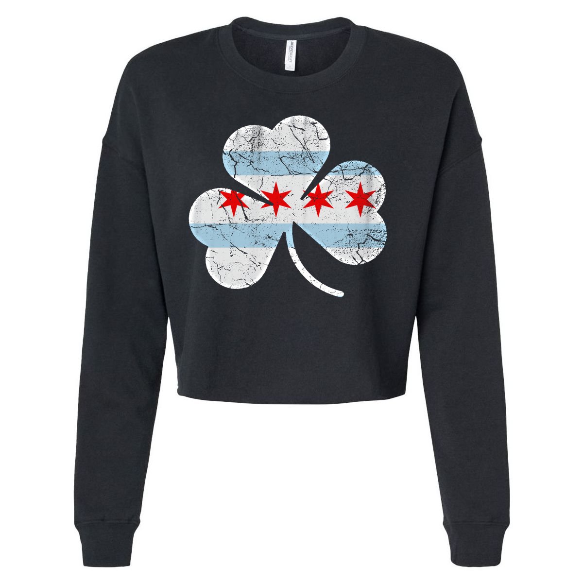 Chicago Flag Shamrock Irish St Patricks Day Family Funny Gift Cropped Pullover Crew