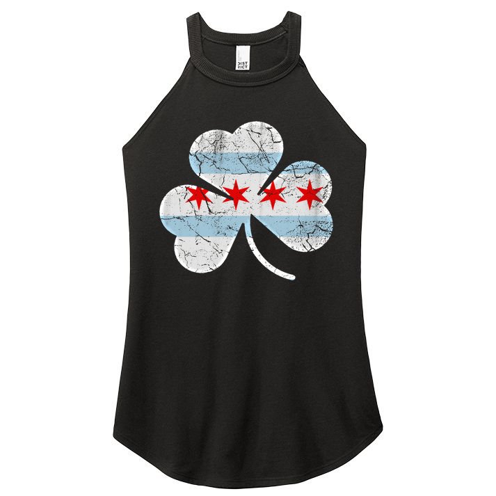 Chicago Flag Shamrock Irish St Patricks Day Family Funny Gift Women's Perfect Tri Rocker Tank