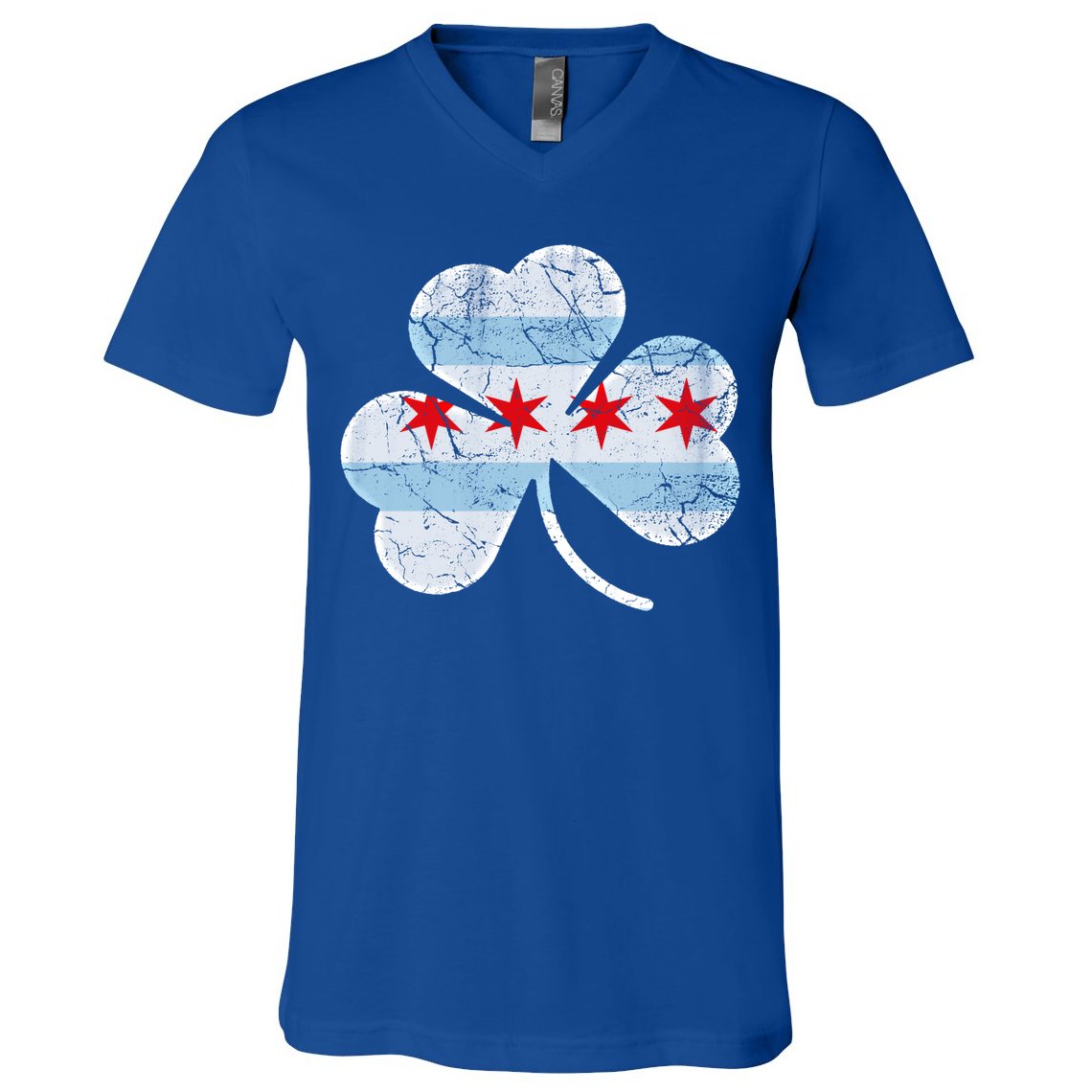 Chicago Flag Shamrock Irish St Patricks Day Family Funny Gift V-Neck T-Shirt
