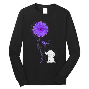 Cancer Fight Support Purple Ribbon Gift Pancreatic Cancer Long Sleeve Shirt