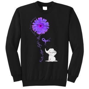 Cancer Fight Support Purple Ribbon Gift Pancreatic Cancer Sweatshirt