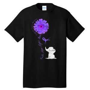 Cancer Fight Support Purple Ribbon Gift Pancreatic Cancer Tall T-Shirt