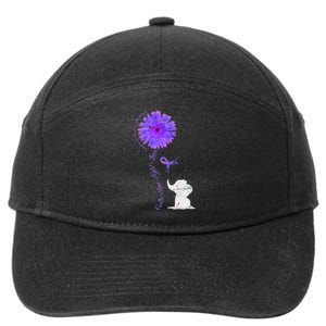 Cancer Fight Support Purple Ribbon Gift Pancreatic Cancer 7-Panel Snapback Hat