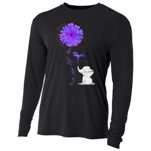 Cancer Fight Support Purple Ribbon Gift Pancreatic Cancer Cooling Performance Long Sleeve Crew