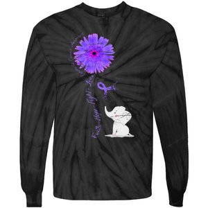 Cancer Fight Support Purple Ribbon Gift Pancreatic Cancer Tie-Dye Long Sleeve Shirt