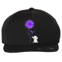 Cancer Fight Support Purple Ribbon Gift Pancreatic Cancer Wool Snapback Cap