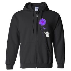 Cancer Fight Support Purple Ribbon Gift Pancreatic Cancer Full Zip Hoodie