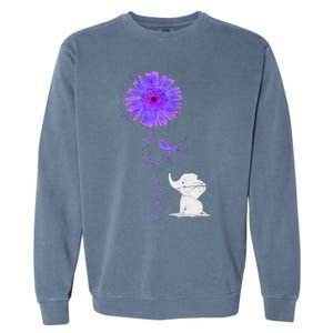 Cancer Fight Support Purple Ribbon Gift Pancreatic Cancer Garment-Dyed Sweatshirt