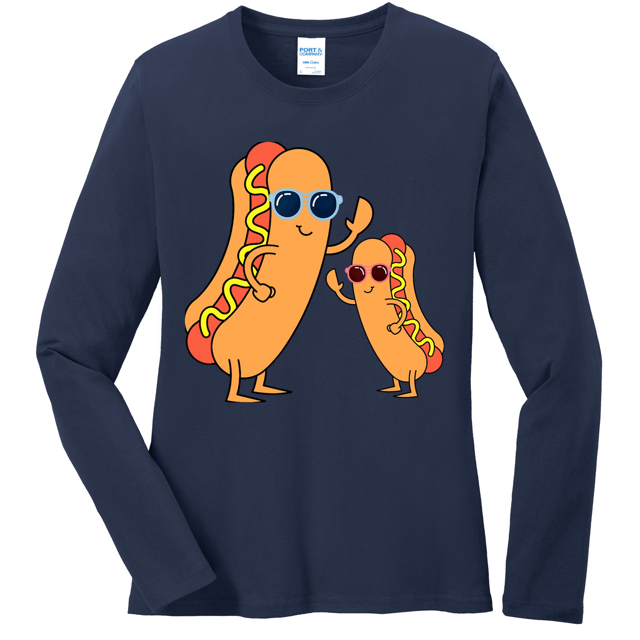 Cool Franks Sausages Weiner Fast Food Sunglasses Hot Dog Ladies Long Sleeve Shirt