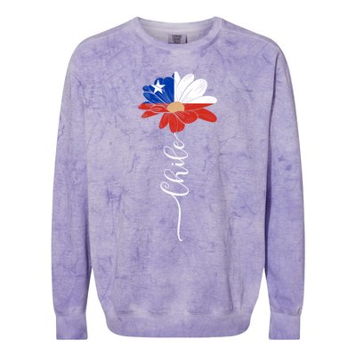 Chile Flag Sunflower Vintage Chileans Lover Taiwan Gift Colorblast Crewneck Sweatshirt