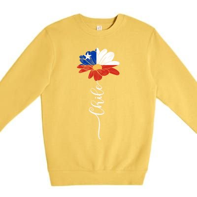 Chile Flag Sunflower Vintage Chileans Lover Taiwan Gift Premium Crewneck Sweatshirt