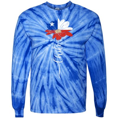 Chile Flag Sunflower Vintage Chileans Lover Taiwan Gift Tie-Dye Long Sleeve Shirt