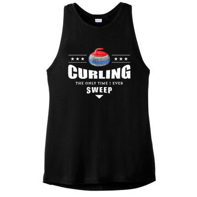 Curling Funny Sweep Curling Team Gift Ladies PosiCharge Tri-Blend Wicking Tank