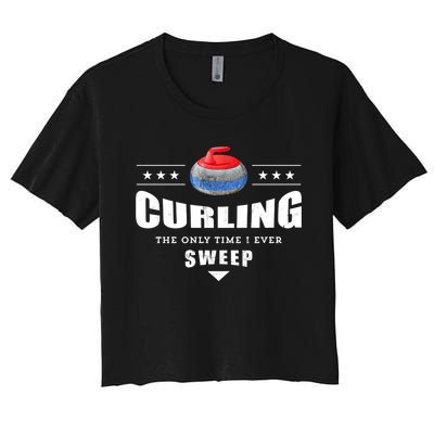 Curling Funny Sweep Curling Team Gift Women's Crop Top Tee