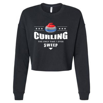 Curling Funny Sweep Curling Team Gift Cropped Pullover Crew