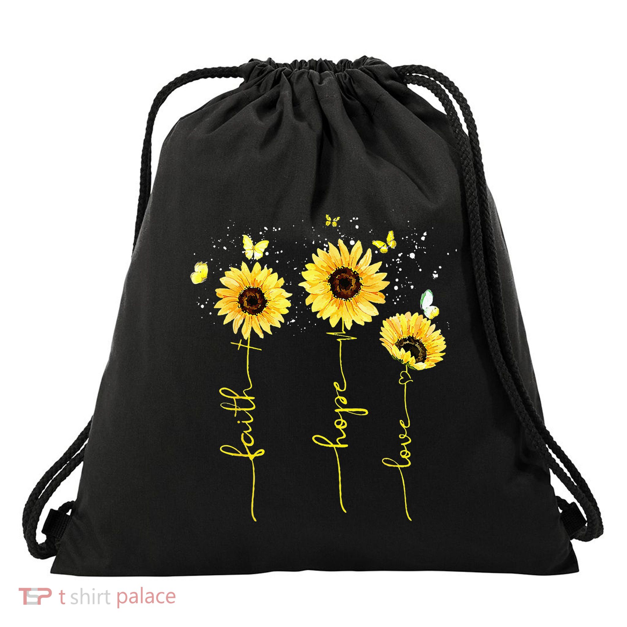 Christian for  Sunflower Faith Hope Love Drawstring Bag