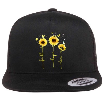 Christian for  Sunflower Faith Hope Love Flatbill Hat