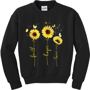 Christian for  Sunflower Faith Hope Love Kids Sweatshirt