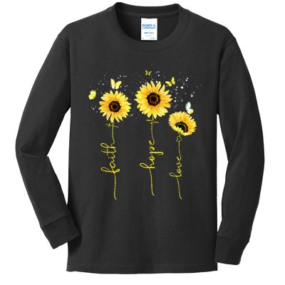 Christian for  Sunflower Faith Hope Love Kids Long Sleeve Shirt