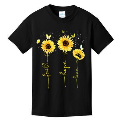 Christian for  Sunflower Faith Hope Love Kids T-Shirt