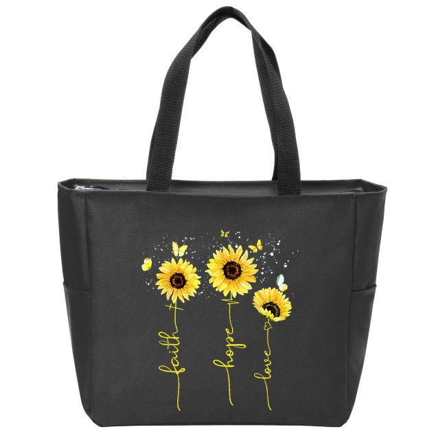Christian for  Sunflower Faith Hope Love Zip Tote Bag