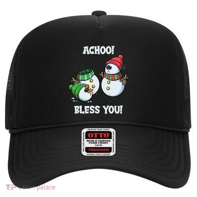 Christmas Funny Snowman High Crown Mesh Back Trucker Hat