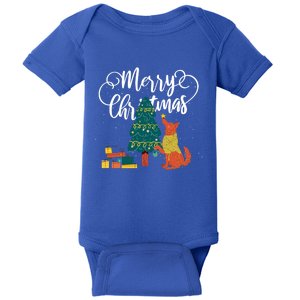 Cute Fox Santa And Christmas Tree Believe In Christmas Gift Baby Bodysuit