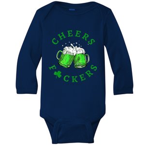 Cheers Fuckers St Patricks Day Men Women Beer Drinkers Baby Long Sleeve Bodysuit