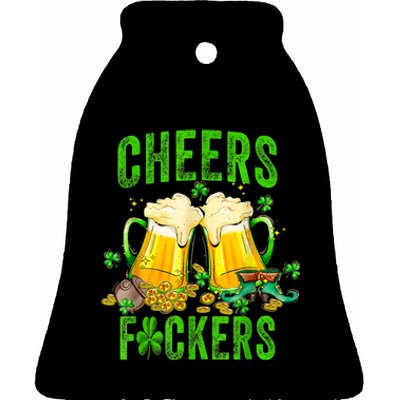 Cheers Fuckers St Patricks Day Men Women Beer Drinking Mugs Ceramic Bell Ornament