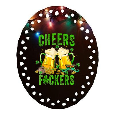 Cheers Fuckers St Patricks Day Men Women Beer Drinking Mugs Ceramic Oval Ornament