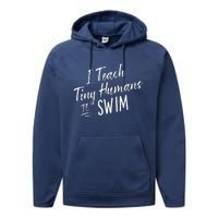 Cute Funny Swim Coach Gift Tiny Humans Swimming Instructor Performance Fleece Hoodie