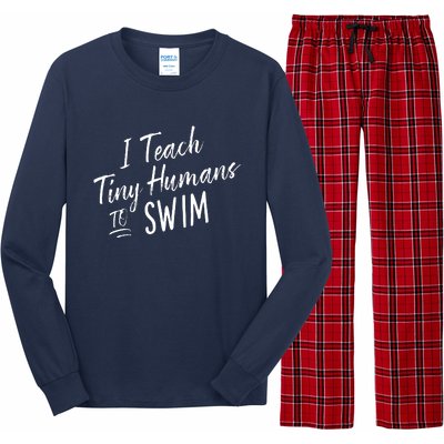 Cute Funny Swim Coach Gift Tiny Humans Swimming Instructor Long Sleeve Pajama Set