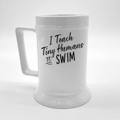 Cute Funny Swim Coach Gift Tiny Humans Swimming Instructor Beer Stein