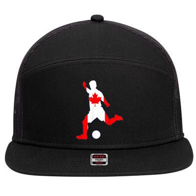 Canada Flag Soccer Player Canadian Pride 7 Panel Mesh Trucker Snapback Hat